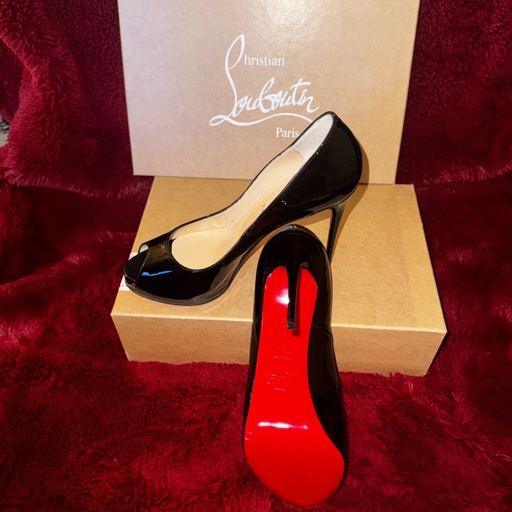 Christian Louboutin Black Patent Heels with Red Soles